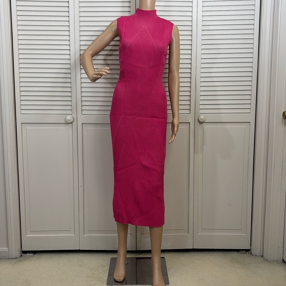 Acler Rickman Midi Ribbed Berry Pink Dress Size 6 - Picture 6 of 16